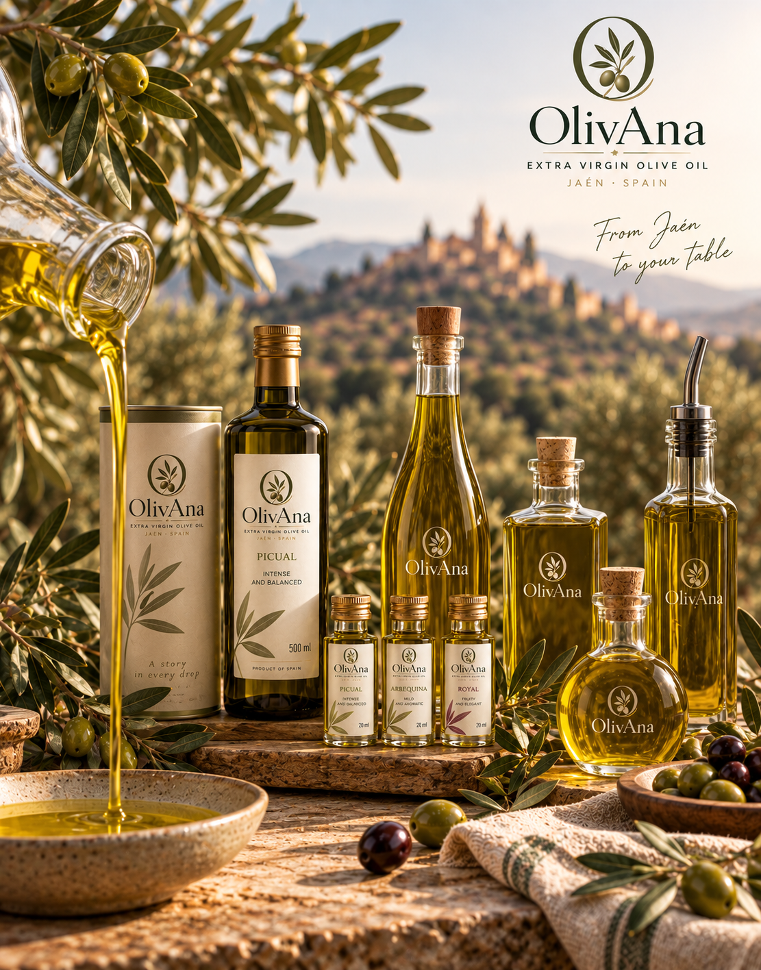 OlivAna premium olive oil collection from Jaén